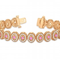 Pink Sapphire Halo Vintage Bracelet 18k Rose Gold (6.00ct)