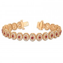 Ruby Halo Vintage Bracelet 18k Rose Gold (6.00ct)