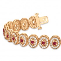 Ruby Halo Vintage Bracelet 18k Rose Gold (6.00ct)