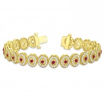 Ruby Halo Vintage Bracelet 18k Yellow Gold (6.00ct)