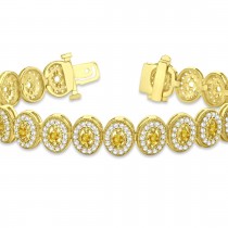 Yellow Sapphire Halo Vintage Bracelet 18k Yellow Gold (6.00ct)