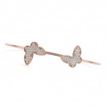 Diamond Butterfly Pave Bangle Bracelet 14k Rose Gold (0.60ct)
