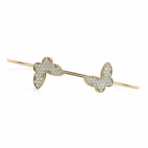 Diamond Butterfly Pave Bangle Bracelet 14k Yellow Gold (0.60ct)