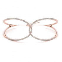 Diamond Butterfly Bangle Fashion Bracelet 14k Rose Gold (0.64ct)