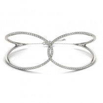 Diamond Butterfly Bangle Fashion Bracelet 14k White Gold (0.64ct)