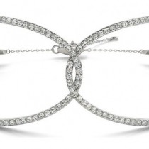 Diamond Butterfly Bangle Fashion Bracelet 14k White Gold (0.64ct)