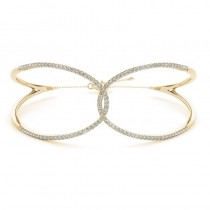 Diamond Butterfly Bangle Fashion Bracelet 14k Yellow Gold (0.64ct)