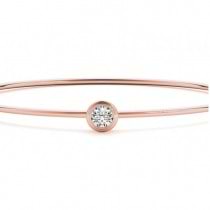 Diamond Bezel Solitaire Bangle Bracelet 14k Rose Gold (0.35ct)