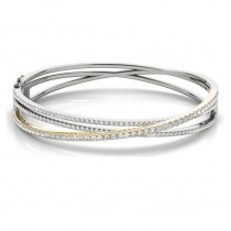 Diamond Multi-Row Bangle Bracelet 14k Two Tone Gold (2.27ct)