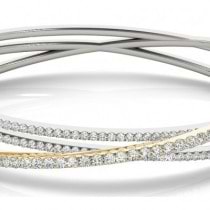 Diamond Multi-Row Bangle Bracelet 14k Two Tone Gold (2.27ct)