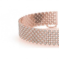 Diamond Multi-Row Wide Luxury Bridal Bracelet 18k Rose Gold (4.16ct)