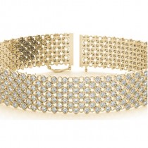 Diamond Multi-Row Wide Luxury Bridal Bracelet 18k Yellow Gold (4.16ct)