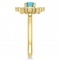 Diamond Blue Topaz Halo Ring 14k Yellow Gold (1.12ct)