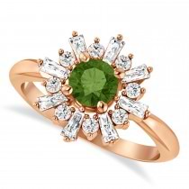 Diamond Green Tourmaline Halo Ring 14k Rose Gold (1.01ct)