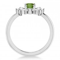 Diamond Green Tourmaline Halo Ring 14k White Gold (1.01ct)