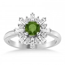 Diamond Green Tourmaline Halo Ring 14k White Gold (1.01ct)