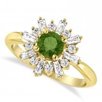 Diamond Green Tourmaline Halo Ring 14k Yellow Gold (1.01ct)