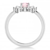 Diamond Pink Morganite Halo Ring 14k White Gold (0.96ct)