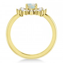 Diamond Opal Halo Ring 14k Yellow Gold (0.90ct)