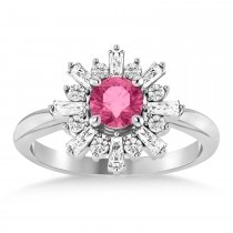 Diamond Pink Tourmaline Halo Ring 14k White Gold (1.01ct)