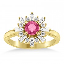 Diamond Pink Tourmaline Halo Ring 14k Yellow Gold (1.01ct)