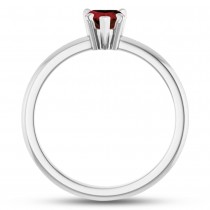 Heart Natural Mozambique Garnet & Natural Diamond Ring 14K White Gold (0.63ct)