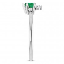 Heart Lab Grown Emerald & Natural Diamond Ring 14K White Gold (0.43ct)