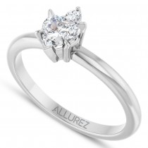 Natural White Sapphire & Natural Diamond Heart Ring 14K White Gold (0.58ct)