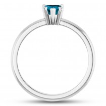 Heart Natural London Blue Topaz & Natural Diamond Ring 14K White Gold (0.60ct)