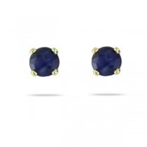 Blue Sapphire Round Solitaire Stud Earrings in 14k Yellow Gold 0.20ct