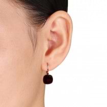 Cushion Cut Garnet Drop Earrings w/ Leverbacks 14k Rose Gold (9.50ct)