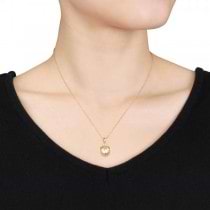 Golden South Sea Pearl & Diamond Pendant Necklace 14k Y Gold 10-10.5mm