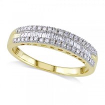 3 Row Baguette & Round Diamond Wedding Ring 14K Yellow Gold (0.25ct)