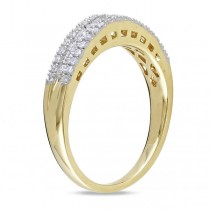 3 Row Baguette & Round Diamond Wedding Ring 14K Yellow Gold (0.25ct)