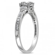 Diamond Cluster Engagement Ring w/ Side Stones 14k White Gold (0.33ct)