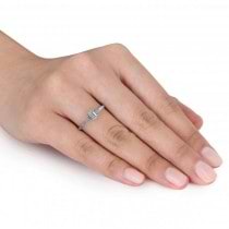 Emerald Cut Diamond Engagement Ring w/ Side Stones 14k W. Gold 0.50ct