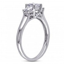 Princess Cut Diamond 3 Stone Engagement Ring 14k White Gold (1.00ct)
