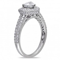Heart Shaped Halo Diamond Engagement Ring in 14k White Gold (1.00ct)