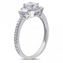 Emerald Cut Diamond Halo Engagement Ring in 14k White Gold (1.20ct)