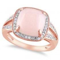 Pink Cushion Opal & Halo Diamond Fashion Ring Sterling Silver (5.10ct)