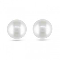 Cultured Freshwater White Pearl Stud Earrings 14k Yellow Gold 10-11mm