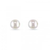 Cultured Freshwater White Pearl Stud Earrings 14k Yellow Gold 4-4.5mm