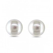 Cultured Freshwater White Pearl Stud Earrings 14k Yellow Gold 9-9.5mm
