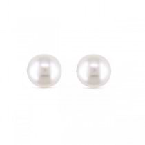 Cultured Freshwater White Pearl Stud Earrings 14k Yellow Gold 6-6.5mm