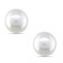 Cultured Freshwater White Pearl Stud Earrings 14k Yellow Gold 11-12mm