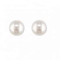 Cultured Freshwater White Pearl Stud Earrings 14k Yellow Gold 7-7.5mm