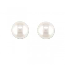 Cultured Freshwater White Pearl Stud Earrings 14k Yellow Gold 8-8.5mm