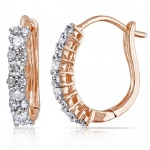 Diamond Huggies, Hoop Earrings for Women 14k Rose Gold 0.50ct