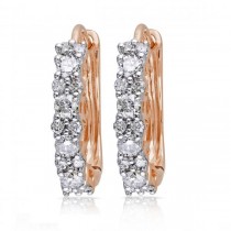 Diamond Huggies, Hoop Earrings for Women 14k Rose Gold 0.50ct