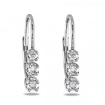Graduated 3 Stone Diamond Drop Earrings Sterling Silver 0.25ct